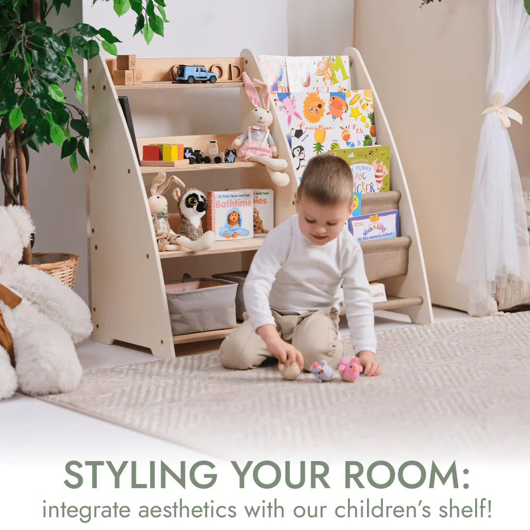 Police na knihy a hračky pro děti Montessori 2v1