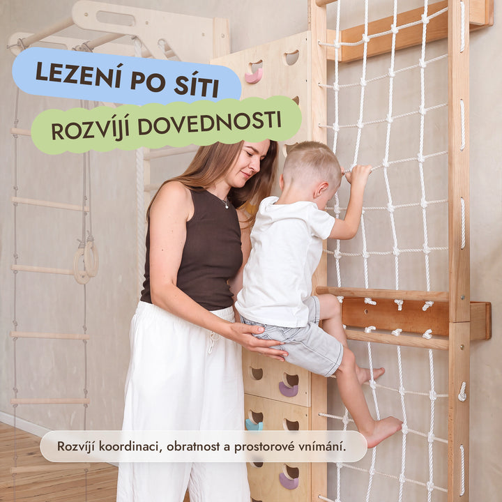 Rozšíření pro švédskou stěnu: lezecká stěna a síť