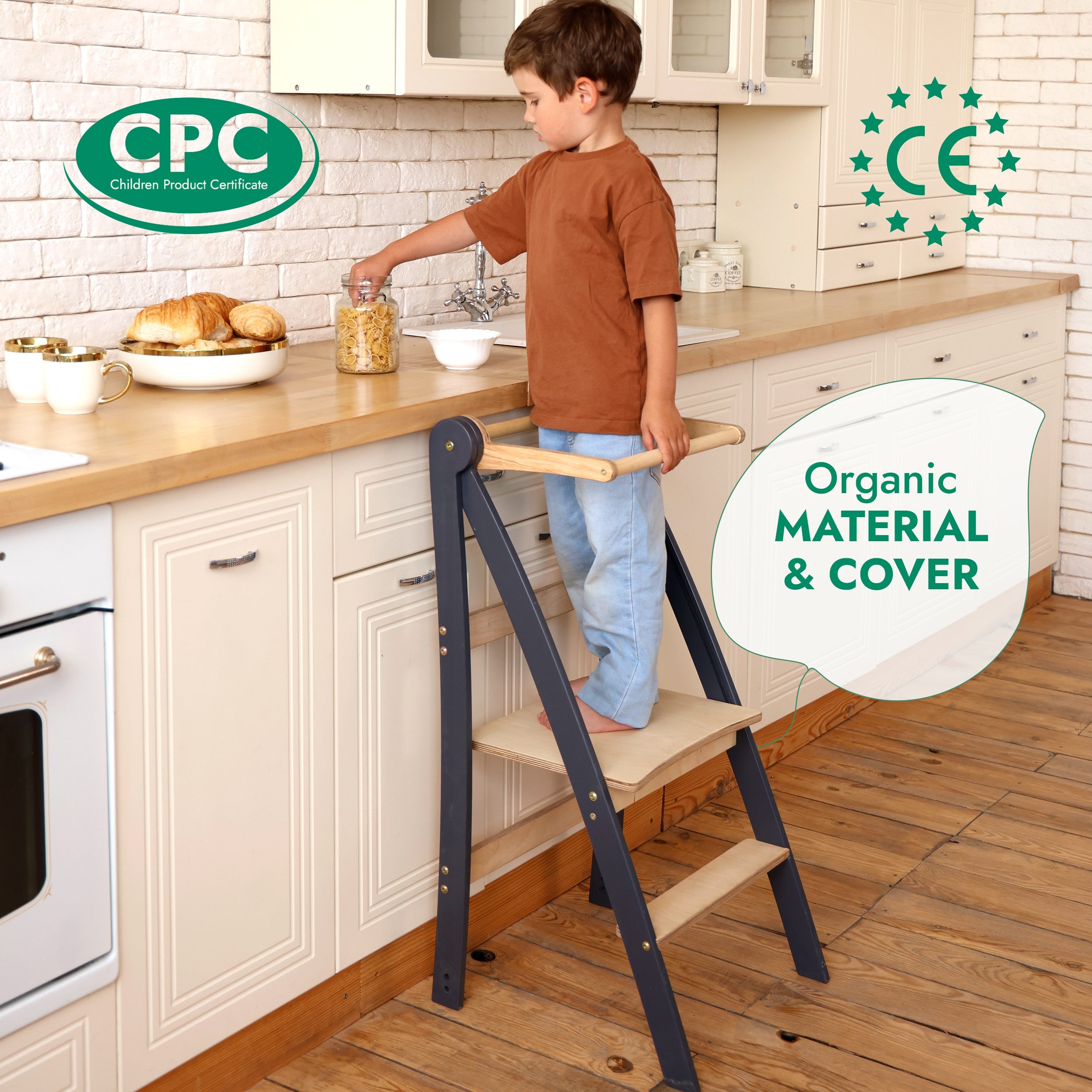 Učicí věž pro děti: kuchyňský pomocník pro děti – tmavě šedá