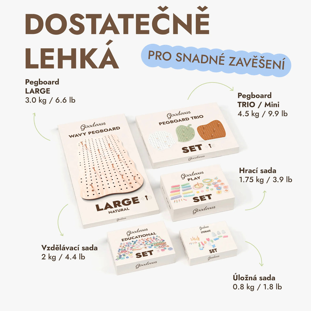 Dřevěný pegboard do dětského pokoje — GoodevasBoard