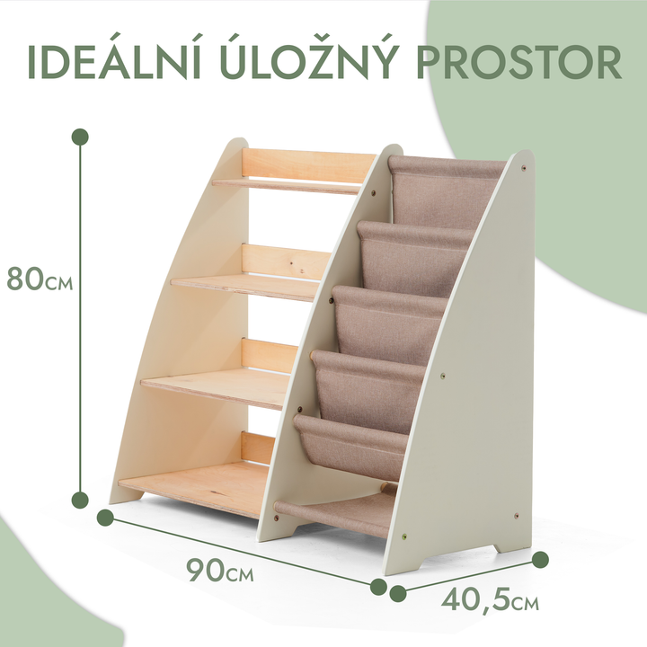 Police na knihy a hračky pro děti Montessori 2v1