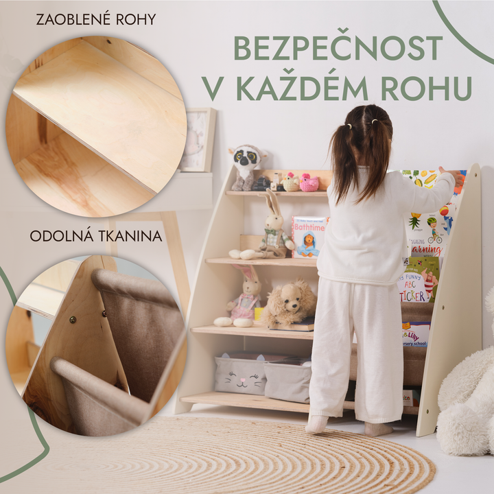 Police na knihy a hračky pro děti Montessori 2v1