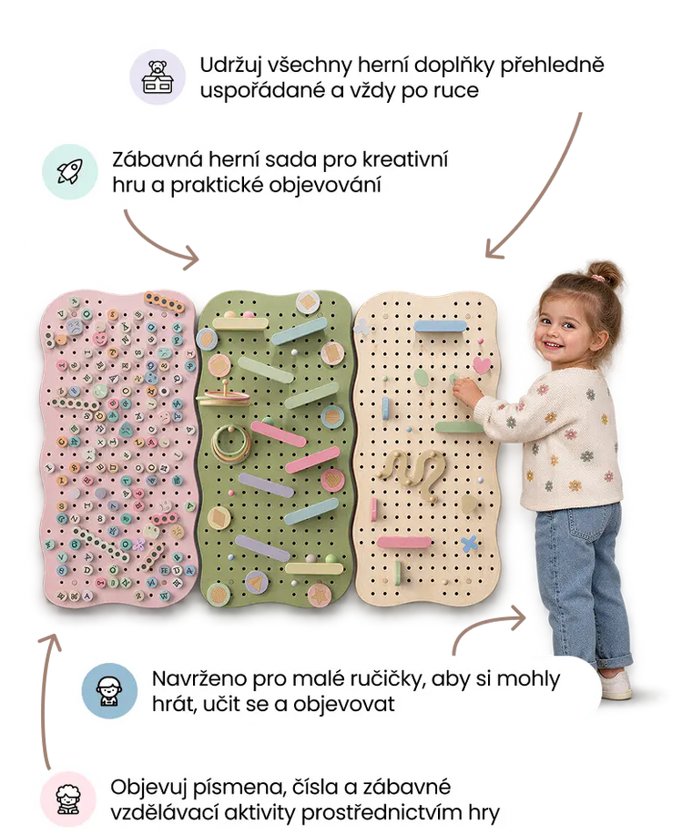 Dřevěný pegboard do dětského pokoje — GoodevasBoard