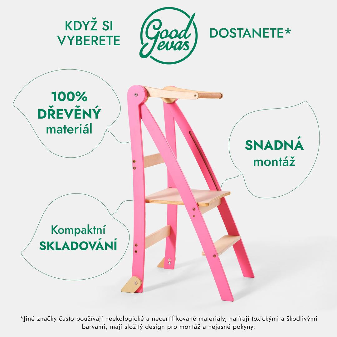 Učicí věž: skládací stolička pro děti – Ruzova