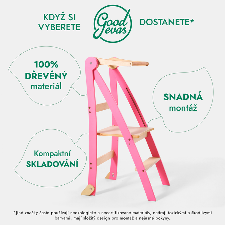 Učicí věž: skládací stolička pro děti – Ruzova