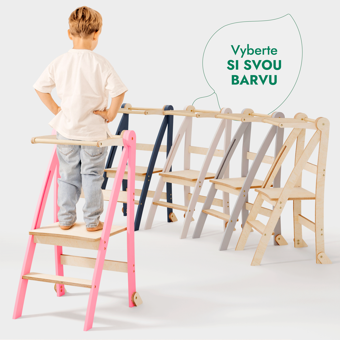 Učicí věž: skládací stolička pro děti – Ruzova